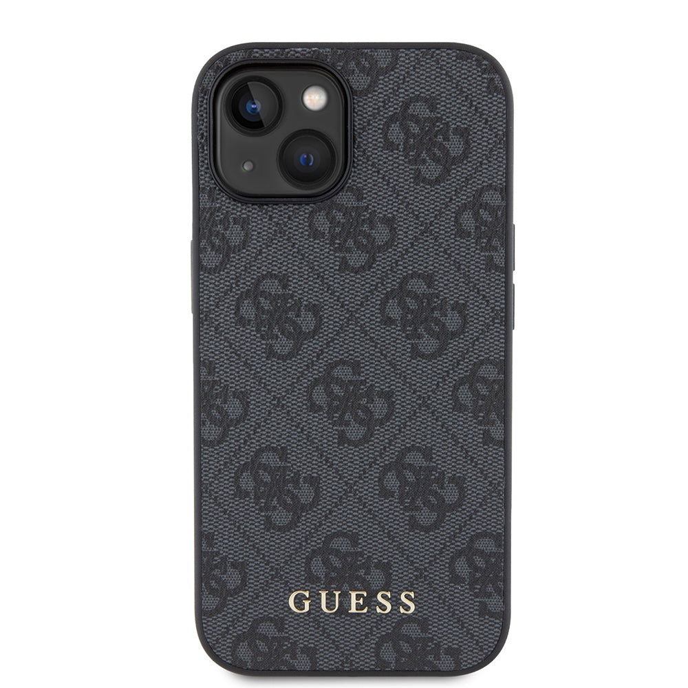 Калъф за Apple iPhone 15, Guess, 4G Metal Gold Logo, Сив
