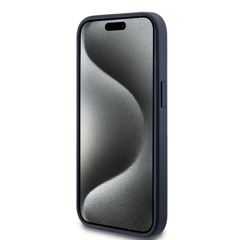 Калъф за Apple iPhone 15, Guess, 4G Triangle Logo, Син