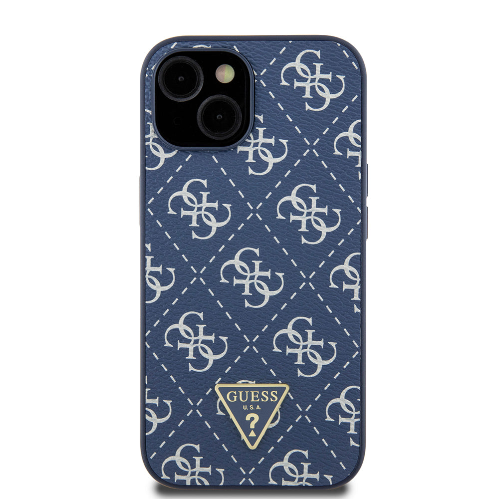 Калъф за Apple iPhone 15, Guess, 4G Triangle Logo, Син