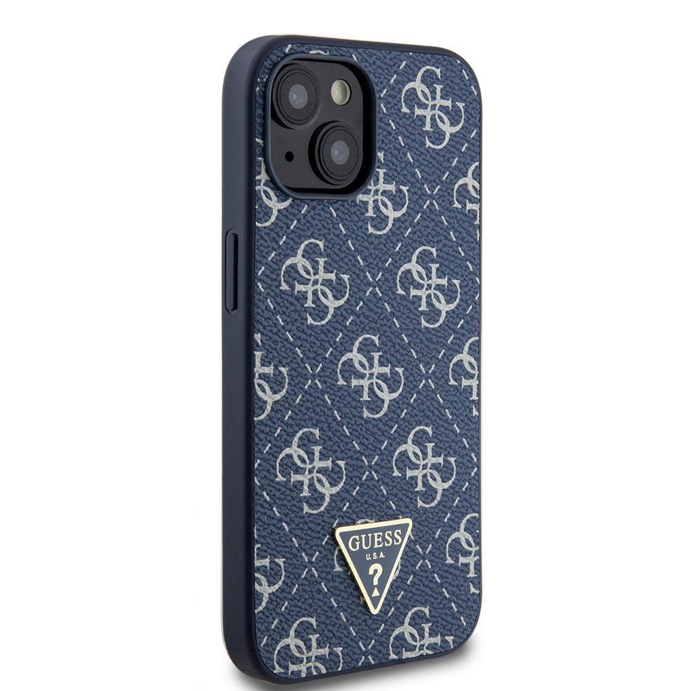 Калъф за Apple iPhone 15, Guess, 4G Triangle Logo, Син