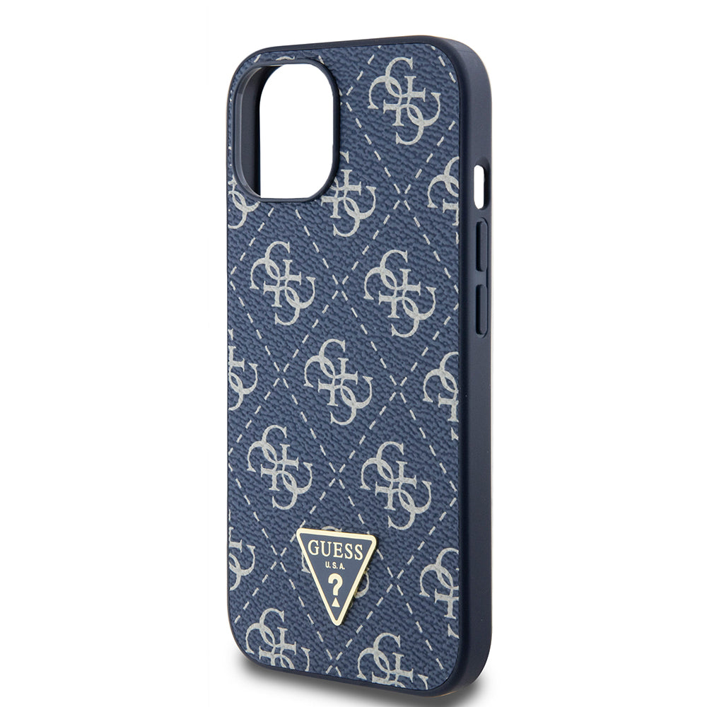 Калъф за Apple iPhone 15, Guess, 4G Triangle Logo, Син