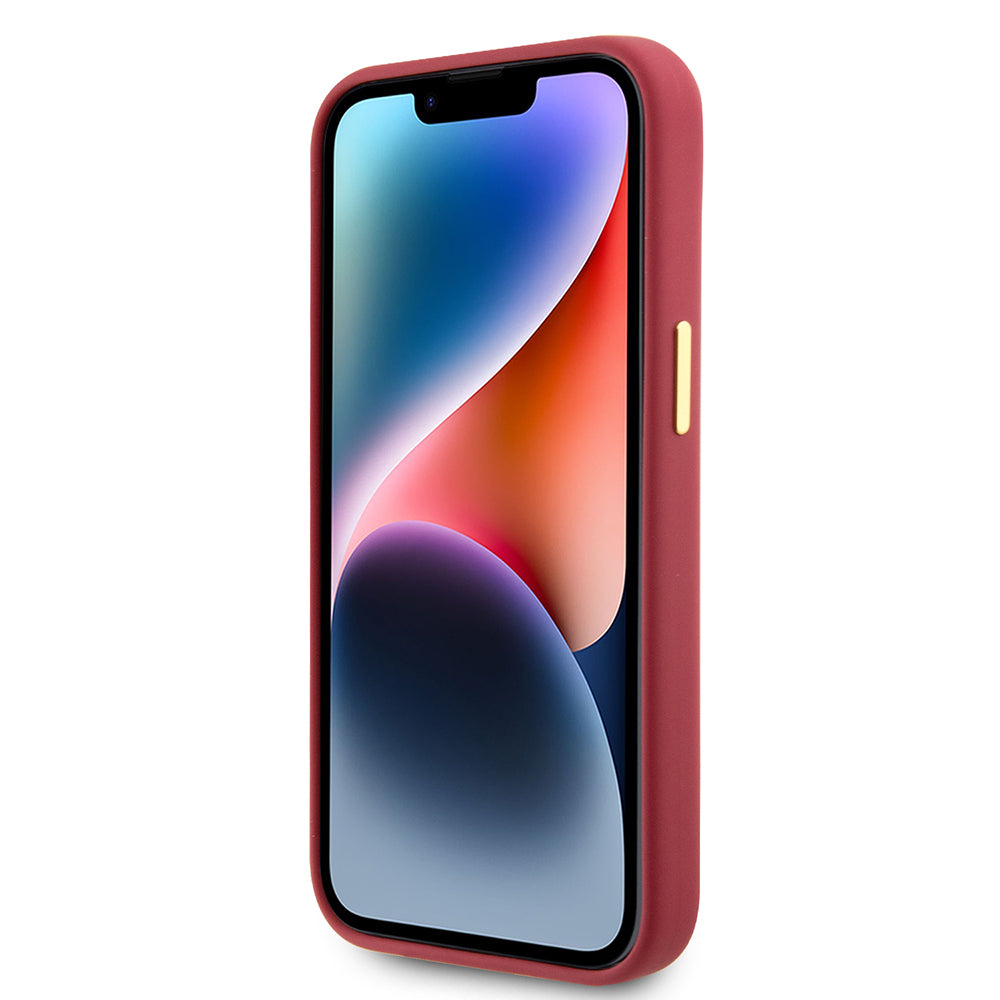 Калъф за Apple iPhone 15, Guess, Script Metal Logo & Frame, Розов