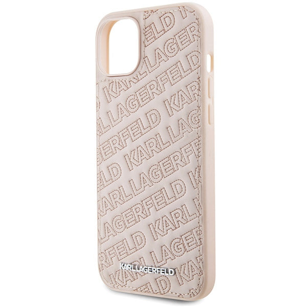 Case for Apple iPhone 15, Karl Lagerfeld, Diagonal Quilted K Pattern, Pink