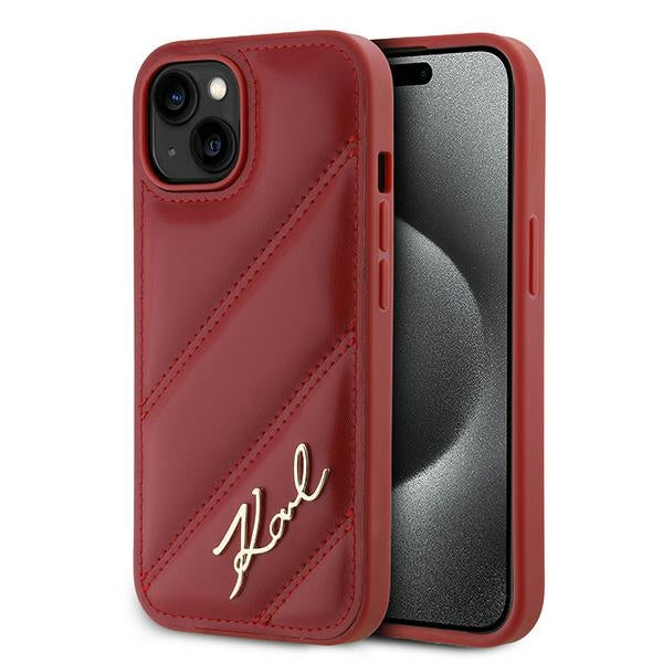 Калъф за Apple iPhone 15, Karl Lagerfeld, Diagonal Quilted Script, Rosie