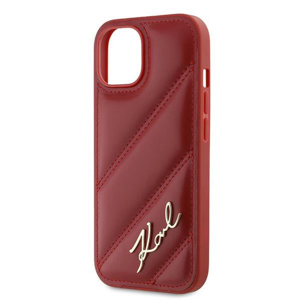 Калъф за Apple iPhone 15, Karl Lagerfeld, Diagonal Quilted Script, Rosie