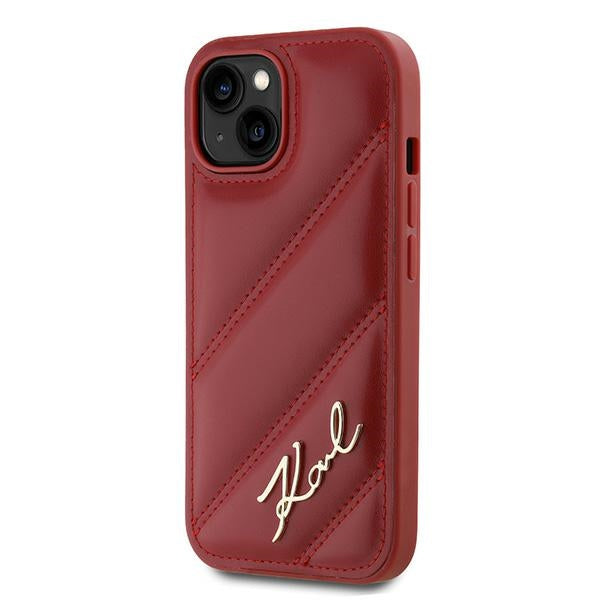 Калъф за Apple iPhone 15, Karl Lagerfeld, Diagonal Quilted Script, Rosie