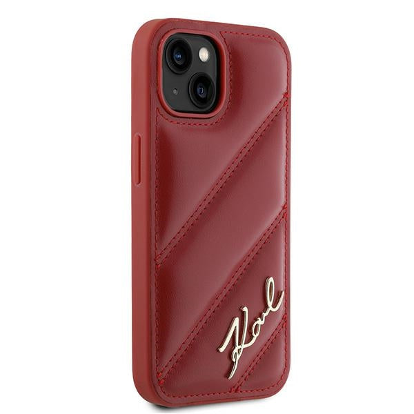 Калъф за Apple iPhone 15, Karl Lagerfeld, Diagonal Quilted Script, Rosie