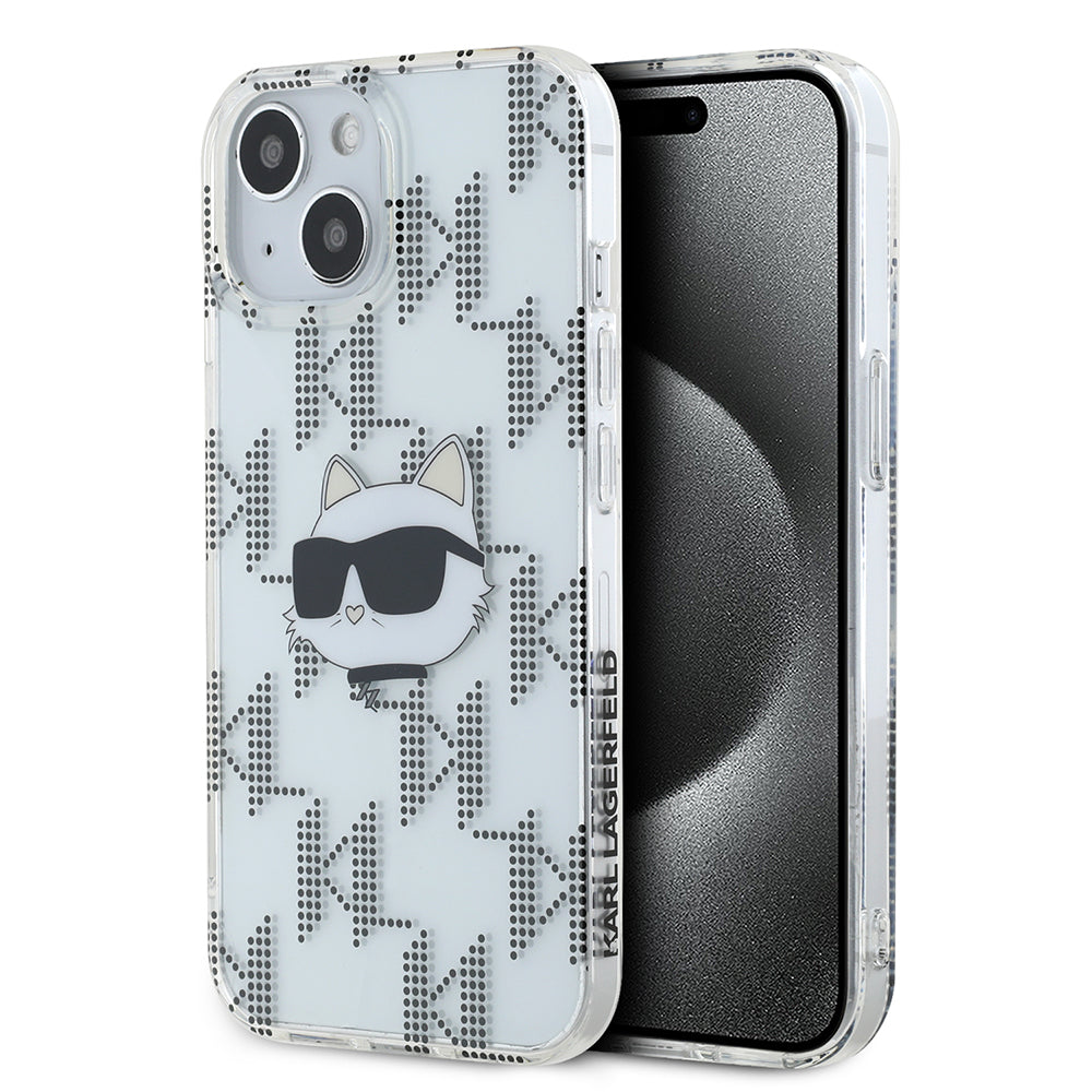 Калъф за Apple iPhone 15, Karl Lagerfeld, IML Electroplated Choupette Head, Прозрачен