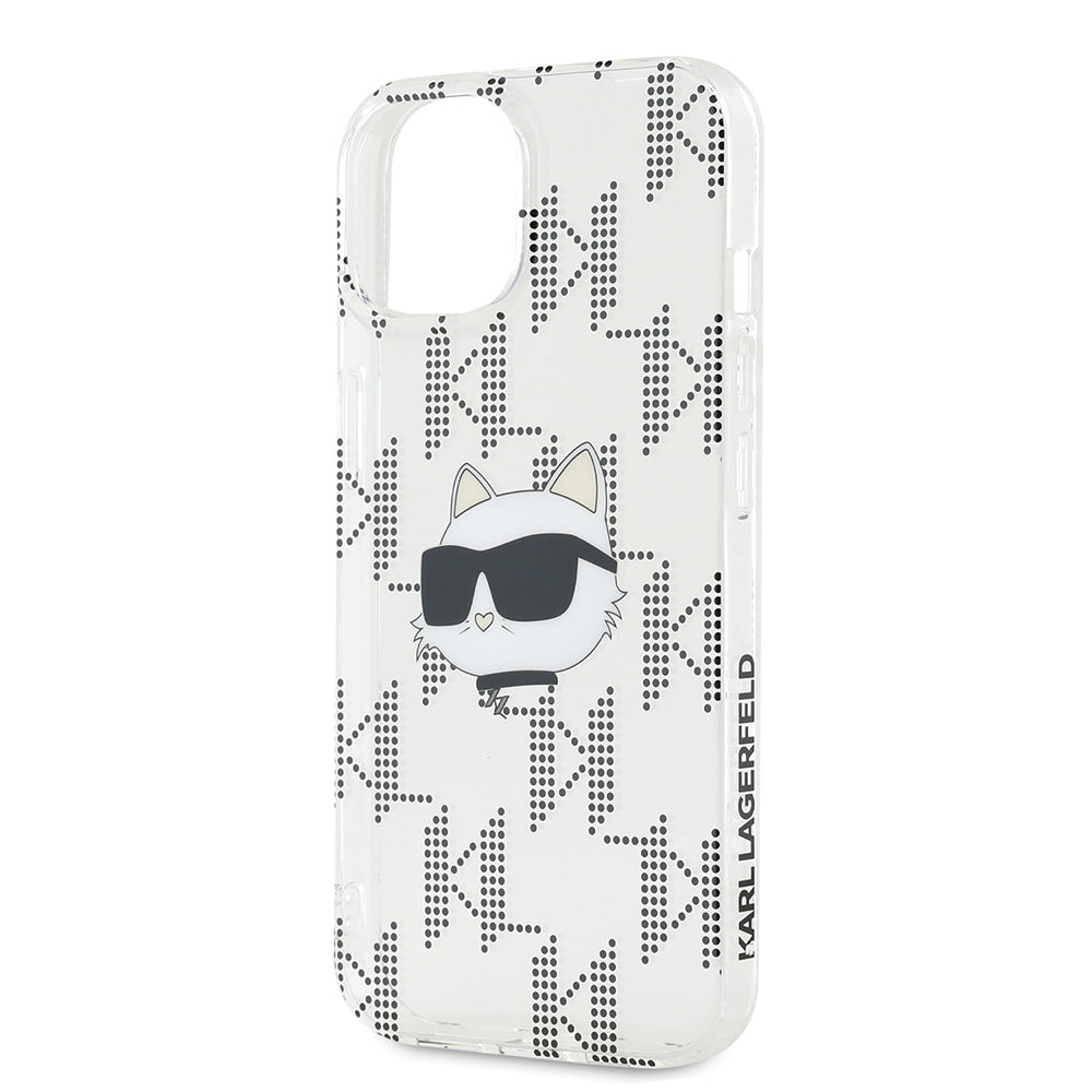 Калъф за Apple iPhone 15, Karl Lagerfeld, IML Electroplated Choupette Head, Прозрачен
