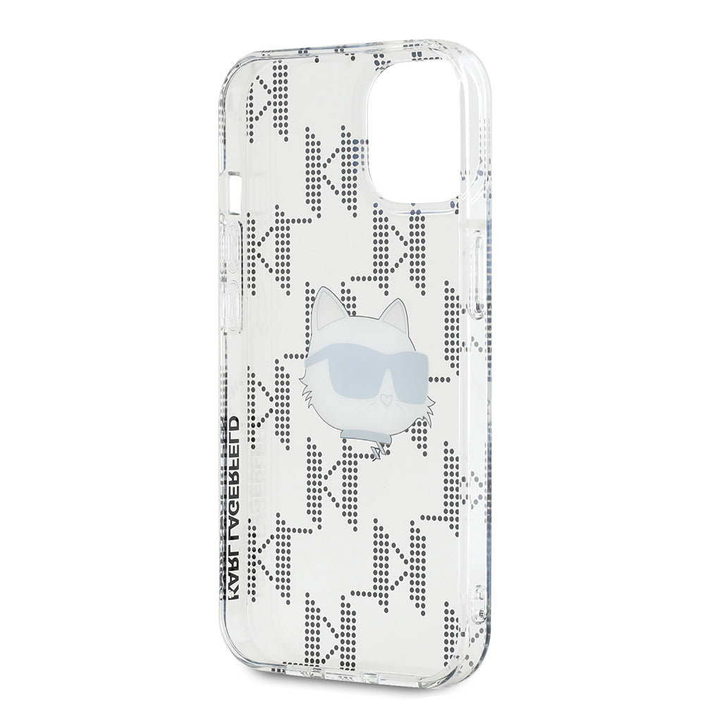 Калъф за Apple iPhone 15, Karl Lagerfeld, IML Electroplated Choupette Head, Прозрачен