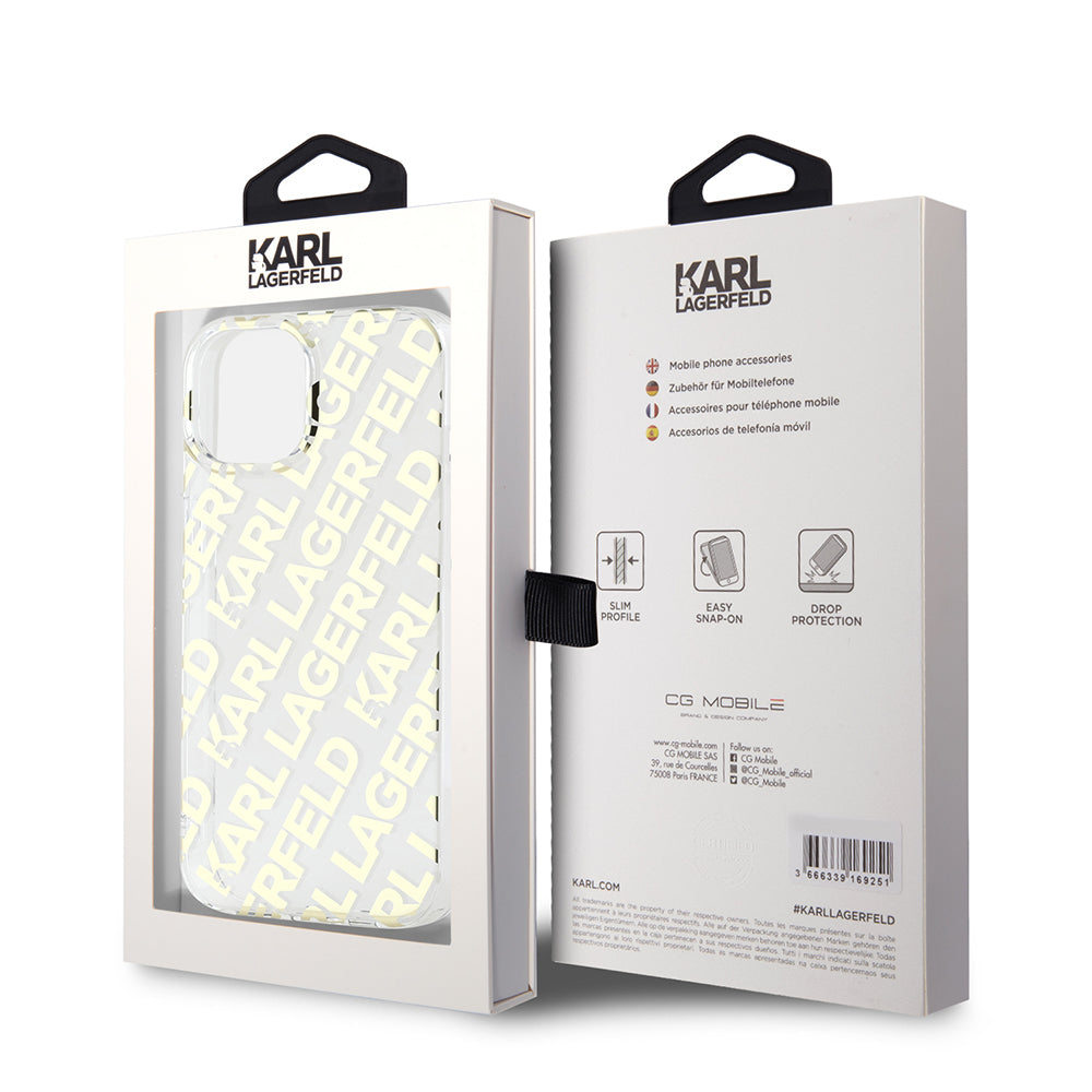 Калъф за Apple iPhone 15, Karl Lagerfeld, IML Luxury Gold Fullover Logo, Златист