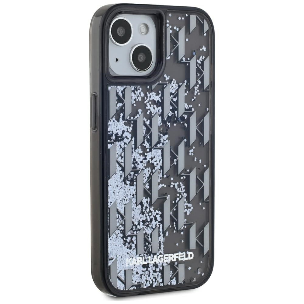 Case for Apple iPhone 15, Karl Lagerfeld, Liquid Glitter Monogram, Black
