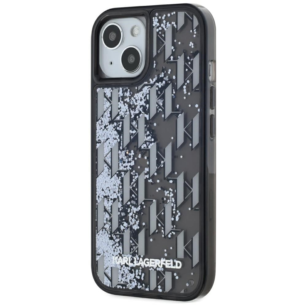 Case for Apple iPhone 15, Karl Lagerfeld, Liquid Glitter Monogram, Black
