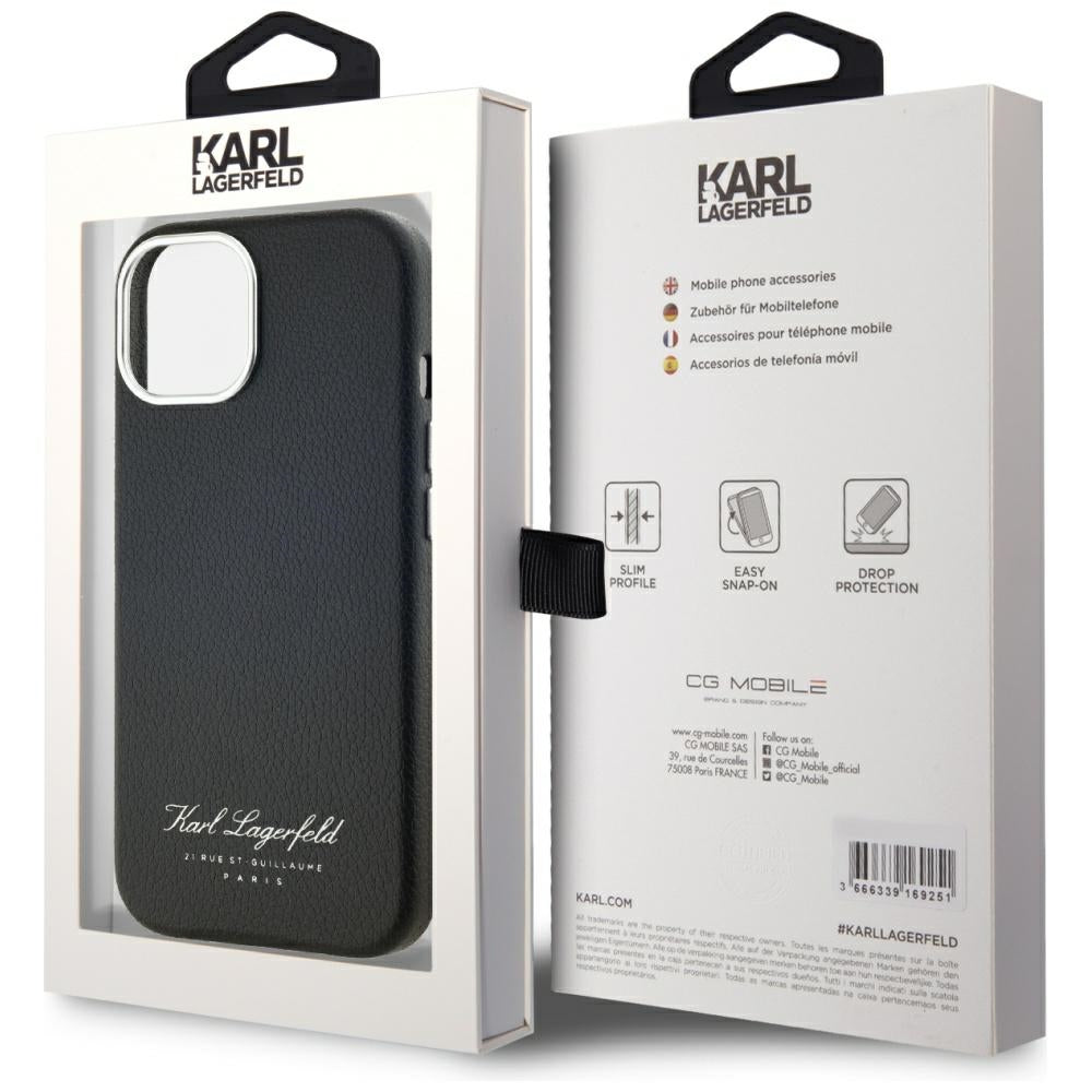 Калъф за Apple iPhone 15, Karl Lagerfeld, RSG, Черен