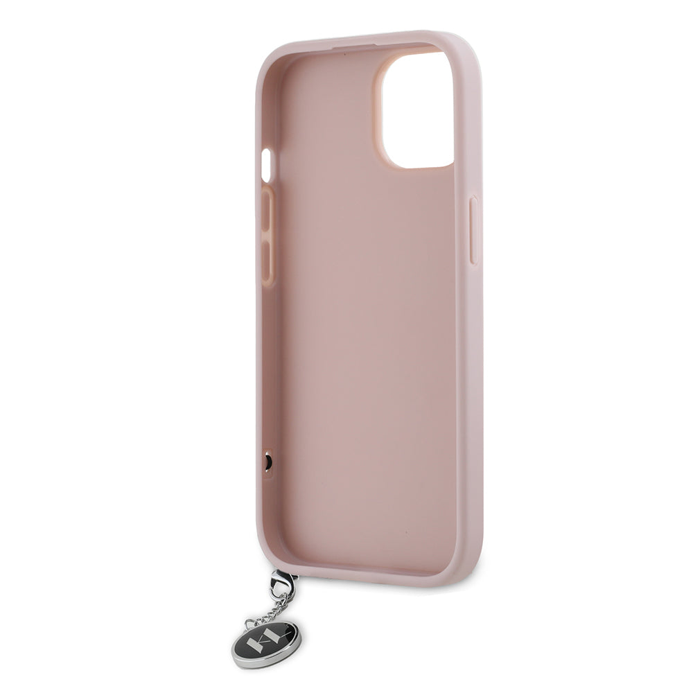 Калъф за Apple iPhone 15, Karl Lagerfeld, Saffiano Rhinestones & Charm, Розов