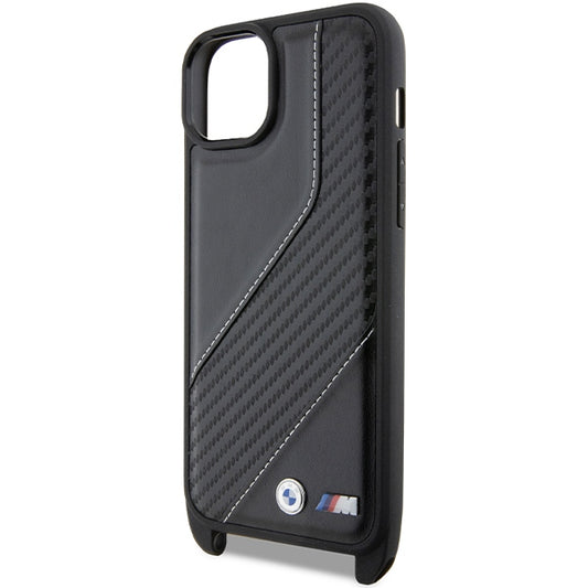 Калъф за Apple iPhone 15 Plus, BMW, M Edition Carbon Stripe & Strap, Черен