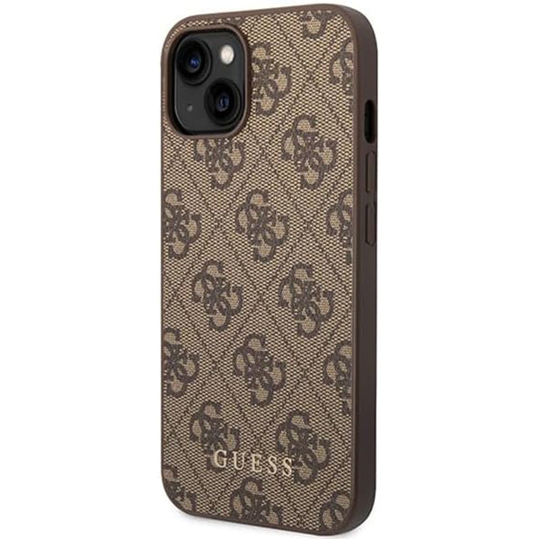 Калъф за Apple iPhone 15 Plus, Guess, 4G Metal Gold Logo, Кафяв