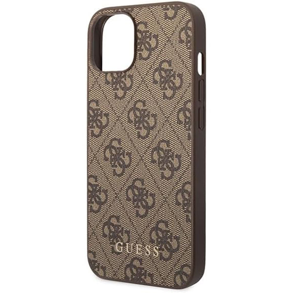 Калъф за Apple iPhone 15 Plus, Guess, 4G Metal Gold Logo, Кафяв