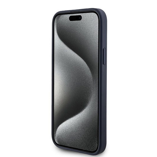 Калъф за Apple iPhone 15 Plus, Guess, 4G Triangle Logo, Син
