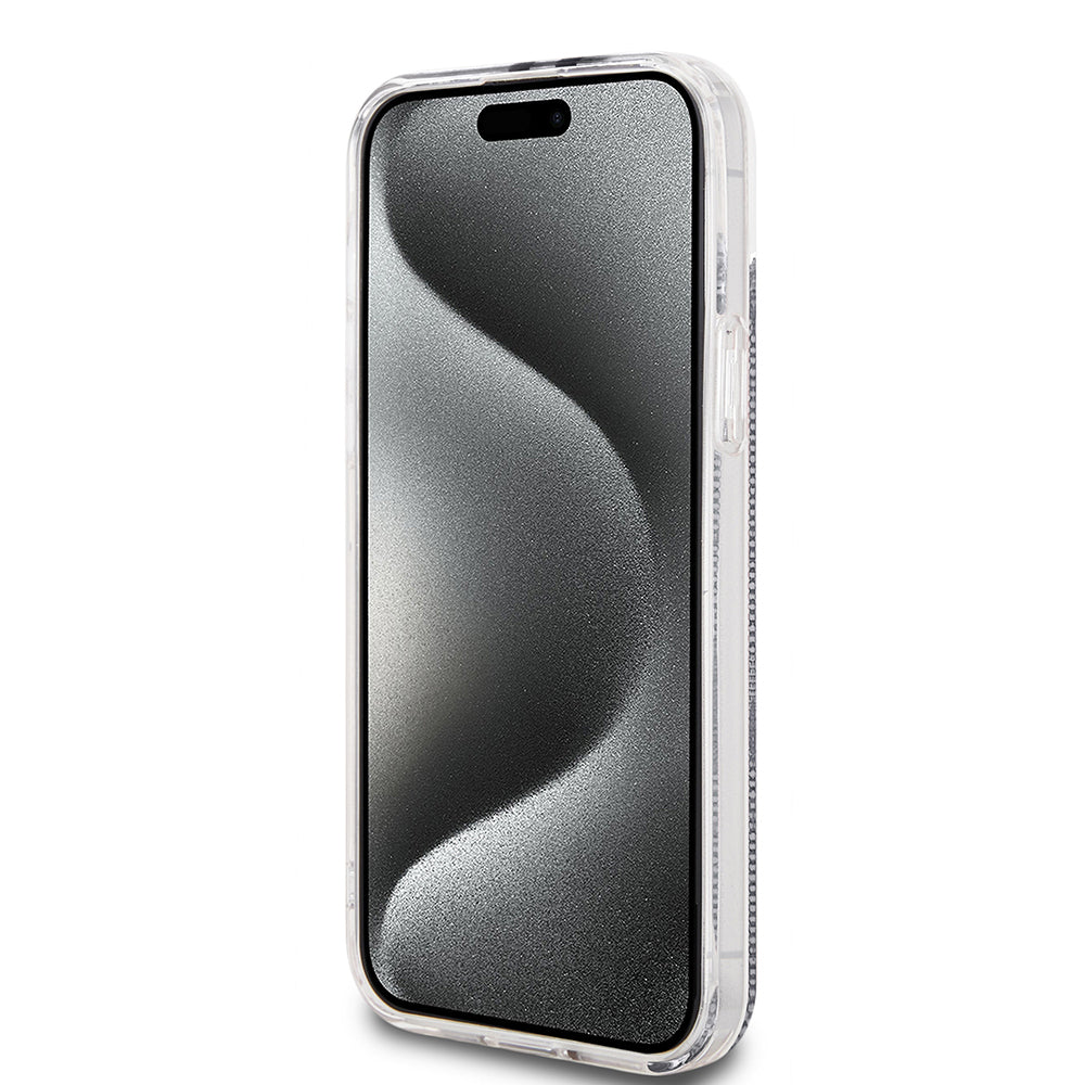 Калъф за Apple iPhone 15 Plus, Guess, IML 4G Gold Stripe, Черен