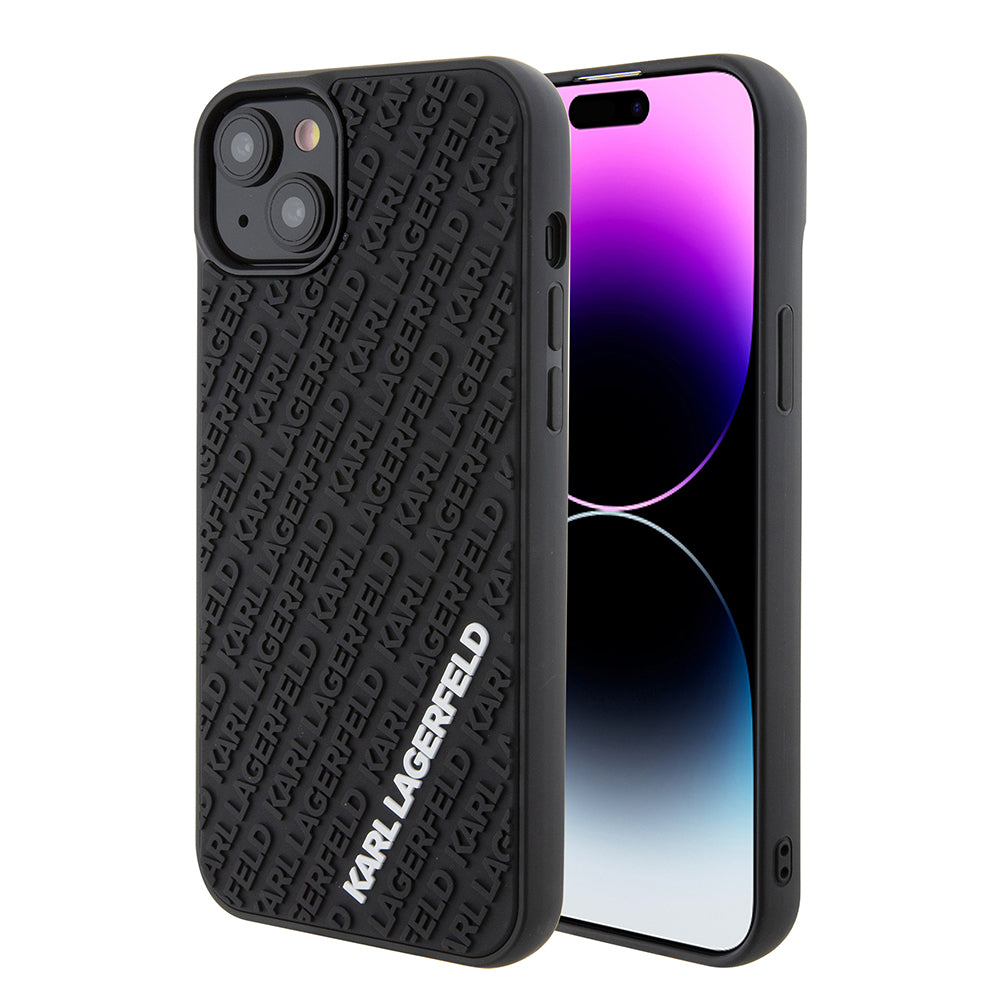 Калъф за Apple iPhone 15 Plus, Karl Lagerfeld, 3D Rubber Multi Logo, Черен