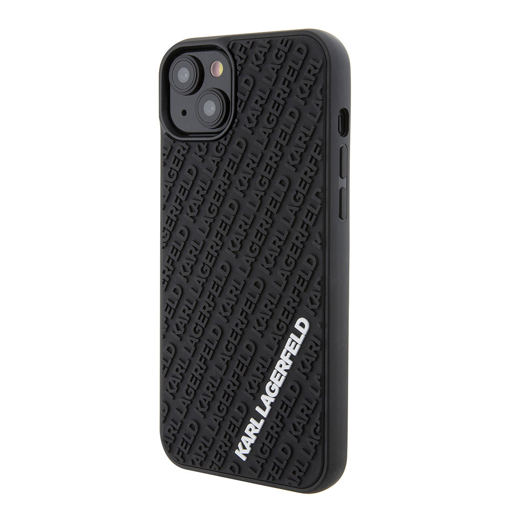 Калъф за Apple iPhone 15 Plus, Karl Lagerfeld, 3D Rubber Multi Logo, Черен