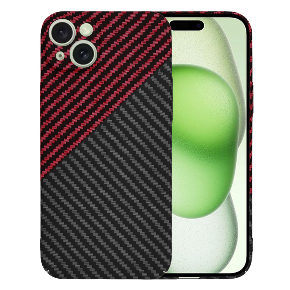 Калъф за Apple iPhone 15 Plus, Techsuit, Carbonite FiberShell, Черно Червен