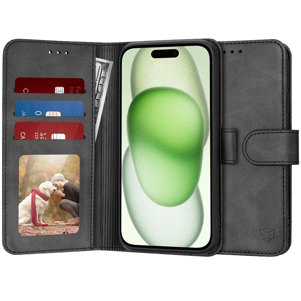 Калъф за Apple iPhone 15 Plus, Techsuit, Diary Book, Черен