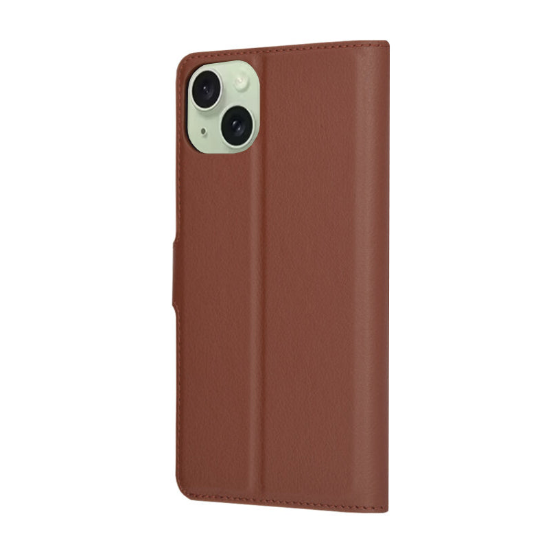 Калъф за Apple iPhone 15 Plus, Techsuit, Leather Folio, Кафяв