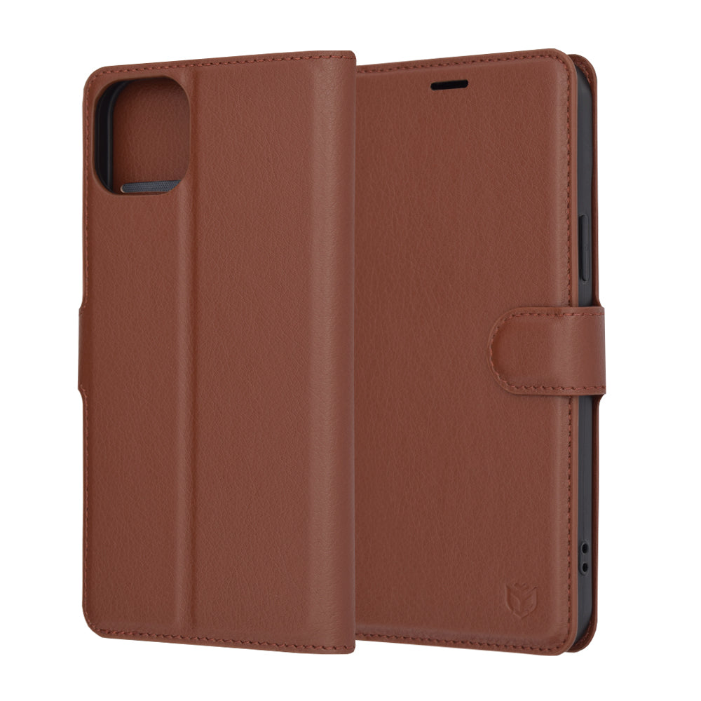 Калъф за Apple iPhone 15 Plus, Techsuit, Leather Folio, Кафяв