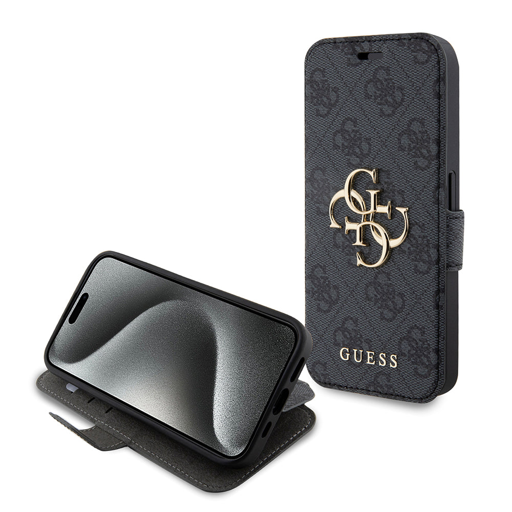 Калъф за Apple iPhone 15 Pro, Guess, 4G Book, Сив