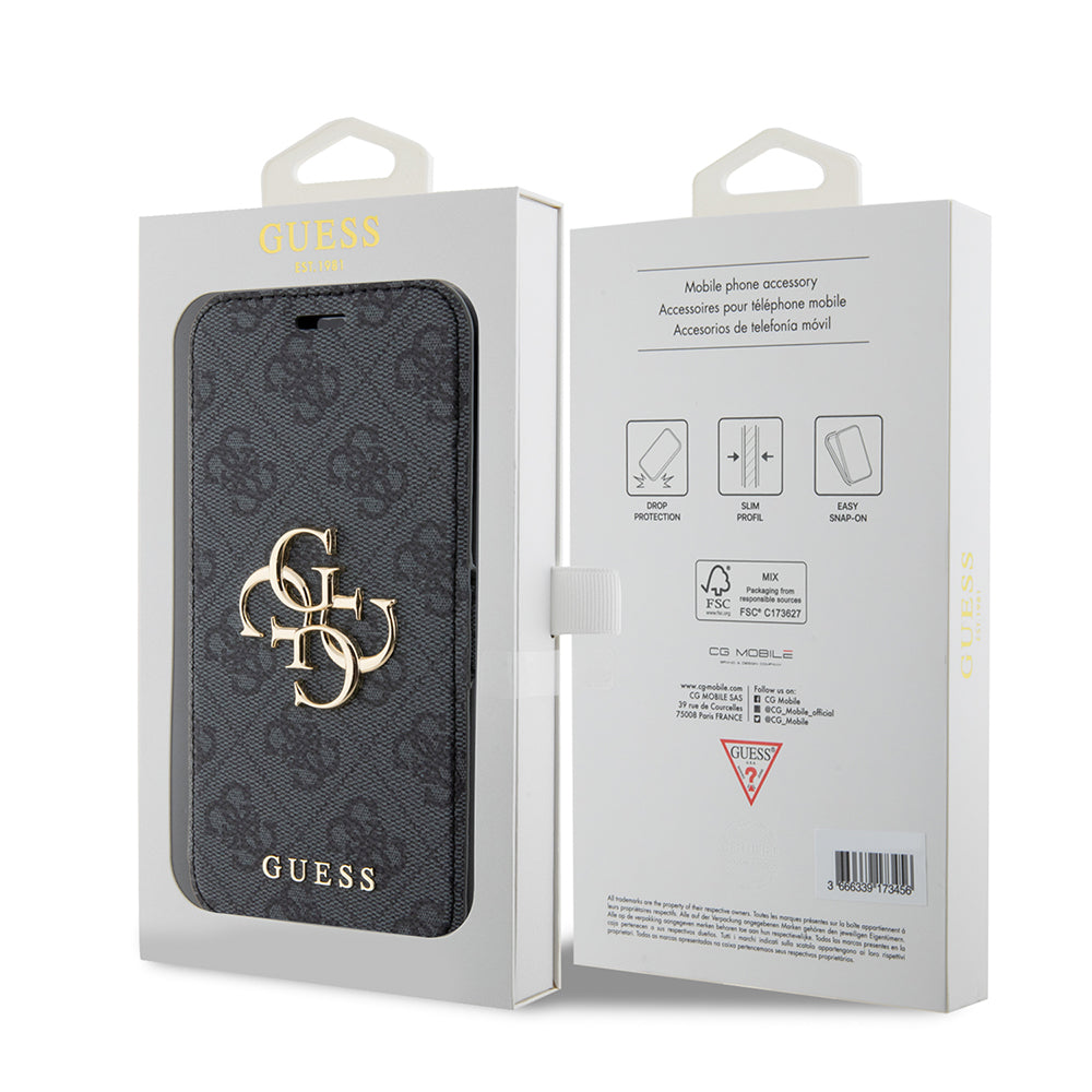 Калъф за Apple iPhone 15 Pro, Guess, 4G Book, Сив