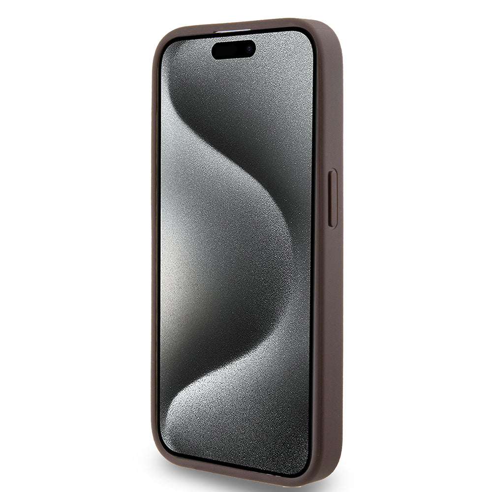 Case for Apple iPhone 15 Pro, Guess, 4G Metal Gold Logo, Brown