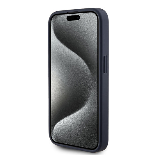 Калъф за Apple iPhone 15 Pro, Guess, 4G Triangle Logo, Син