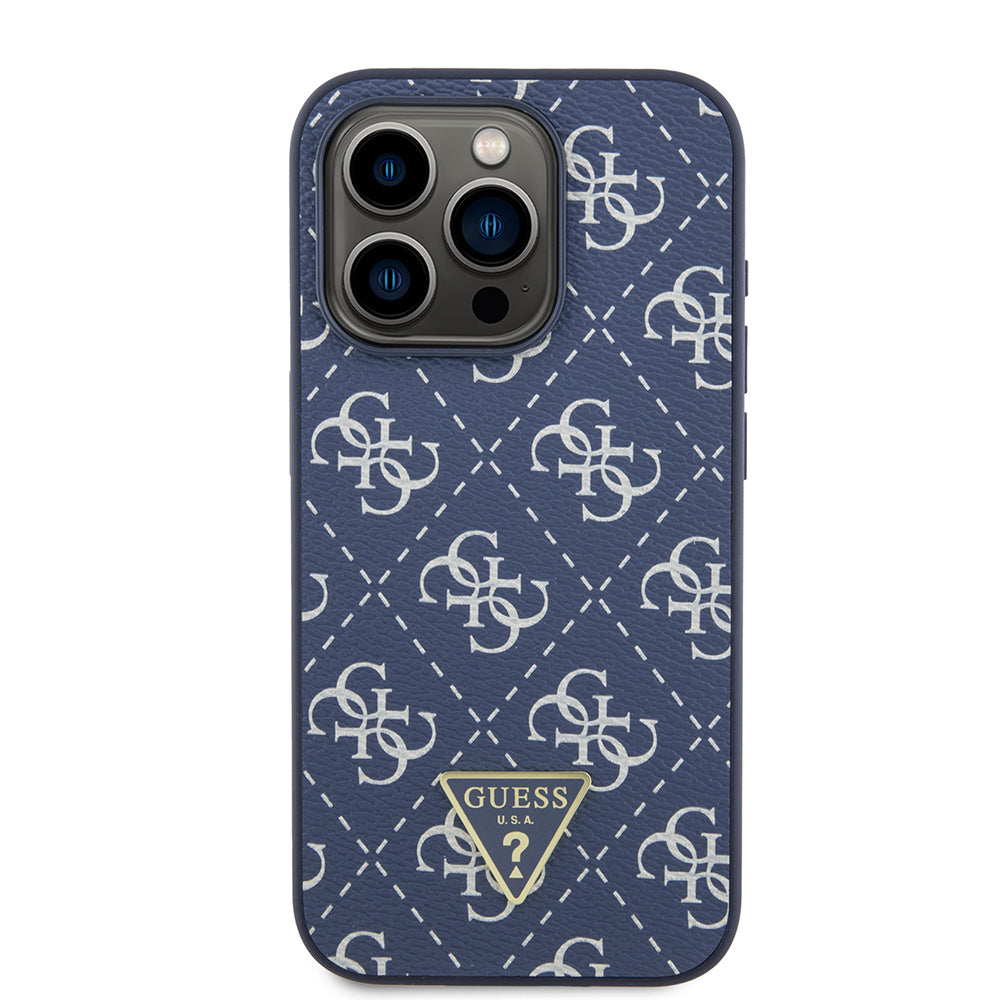Калъф за Apple iPhone 15 Pro, Guess, 4G Triangle Logo, Син