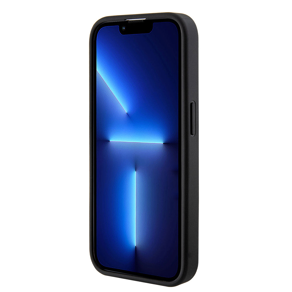 Калъф за Apple iPhone 15 Pro, Guess, Grip Stand 4G Saffiano Strass, Черен