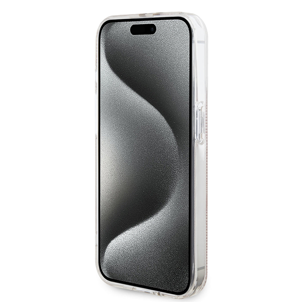 Калъф за Apple iPhone 15 Pro, Guess, IML 4G Gold Stripe, Розов