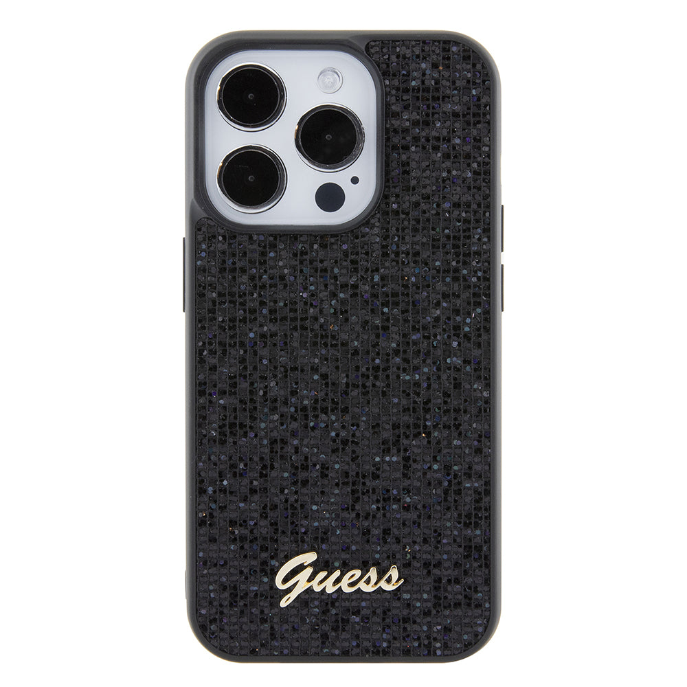 Калъф за Apple iPhone 15 Pro, Guess, PU Square Mirror Script Logo, Черен GUHCP15LPMSDGSK