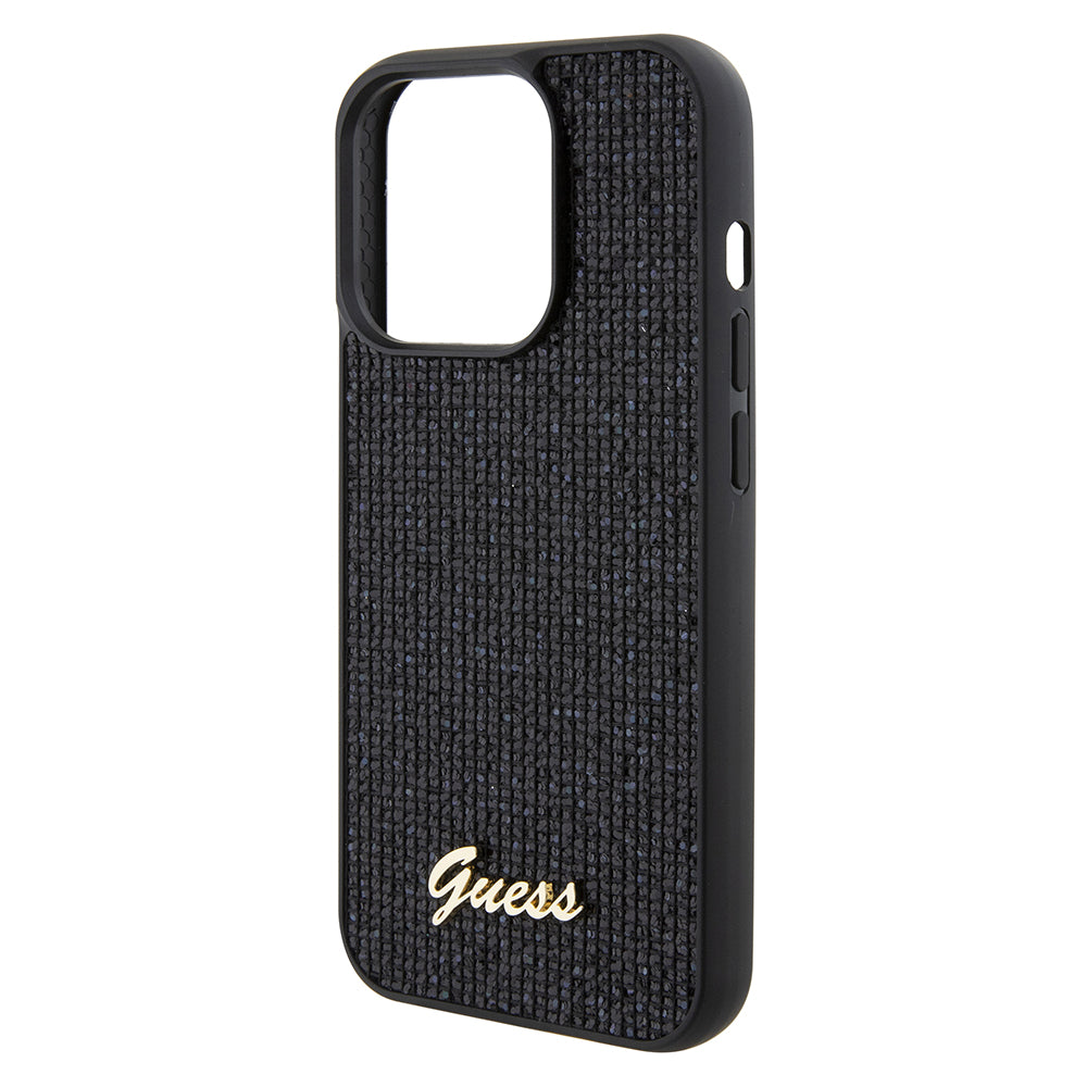 Калъф за Apple iPhone 15 Pro, Guess, PU Square Mirror Script Logo, Черен GUHCP15LPMSDGSK