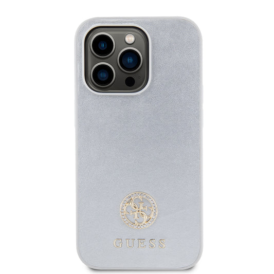 Калъф за Apple iPhone 15 Pro, Guess, Strass Metal Logo, Сребрист