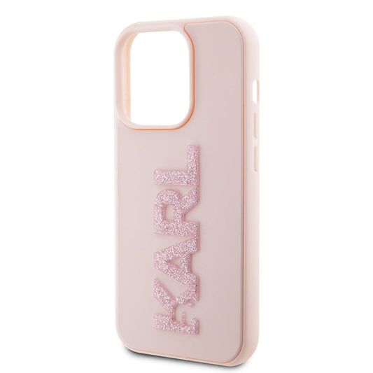 Case for Apple iPhone 15 Pro, Karl Lagerfeld, 3D Rubber Glitter Logo Karl, Pink