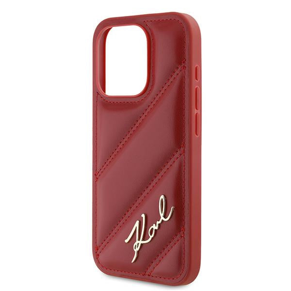 Калъф за Apple iPhone 15 Pro, Karl Lagerfeld, Diagonal Quilted Script, Rosie