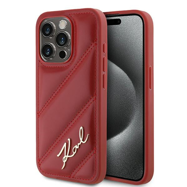 Калъф за Apple iPhone 15 Pro, Karl Lagerfeld, Diagonal Quilted Script, Rosie