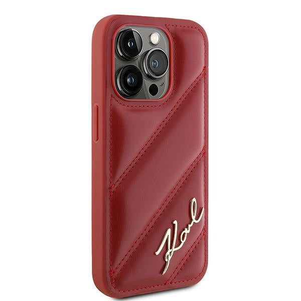 Калъф за Apple iPhone 15 Pro, Karl Lagerfeld, Diagonal Quilted Script, Rosie