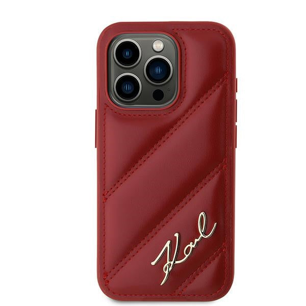 Калъф за Apple iPhone 15 Pro, Karl Lagerfeld, Diagonal Quilted Script, Rosie