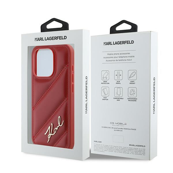 Калъф за Apple iPhone 15 Pro, Karl Lagerfeld, Diagonal Quilted Script, Rosie