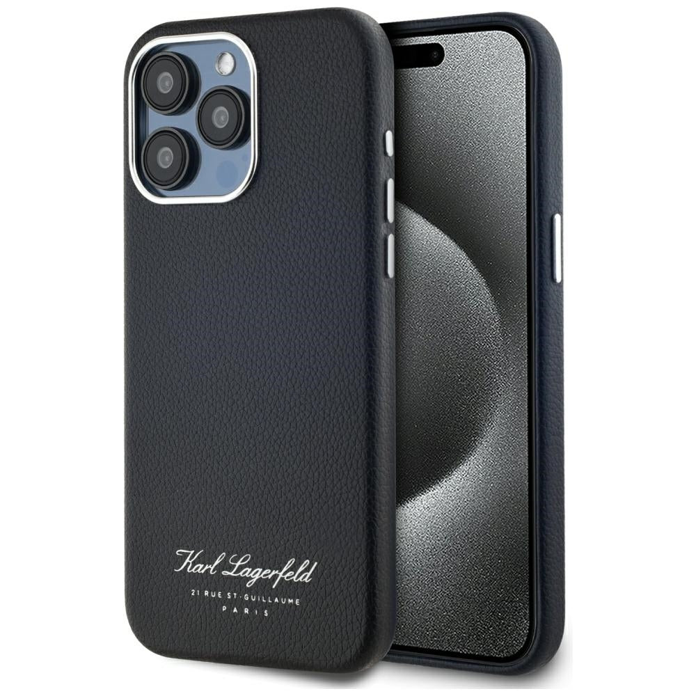 Калъф за Apple iPhone 15 Pro, Karl Lagerfeld, Grained Hotel RSG, Черен
