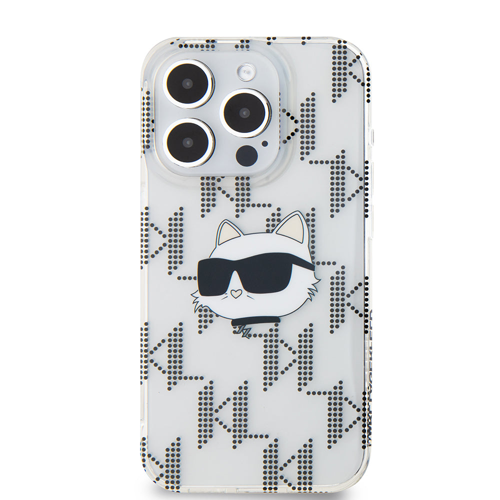 Калъф за Apple iPhone 15 Pro, Karl Lagerfeld, IML Electroplated Choupette Head, Прозрачен