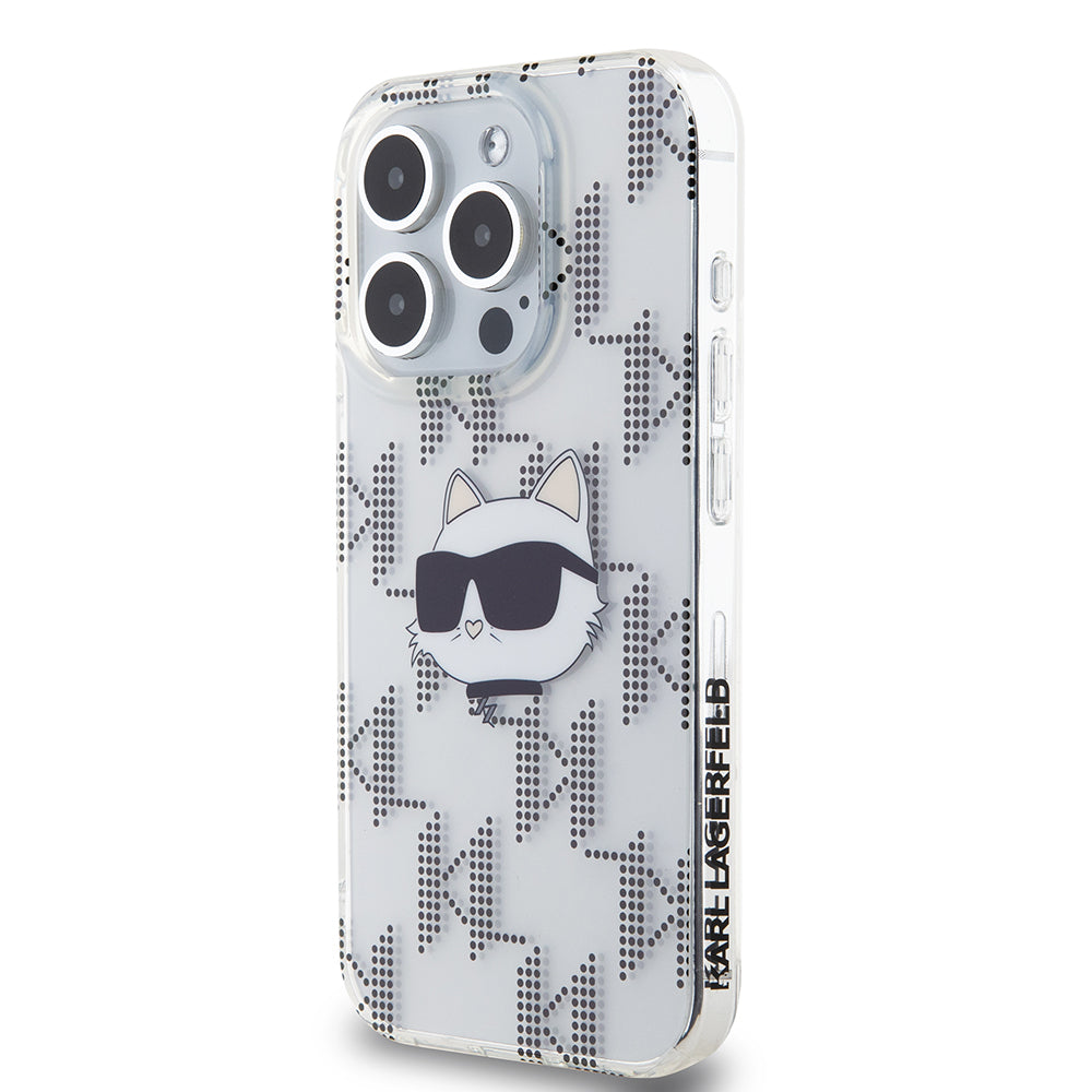 Калъф за Apple iPhone 15 Pro, Karl Lagerfeld, IML Electroplated Choupette Head, Прозрачен