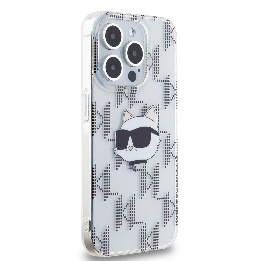 Калъф за Apple iPhone 15 Pro, Karl Lagerfeld, IML Electroplated Choupette Head, Прозрачен